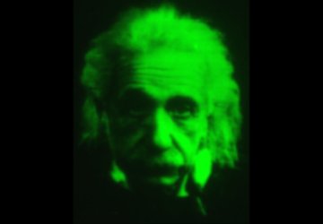 A 200um x 200um fluorescent representation of Einstein